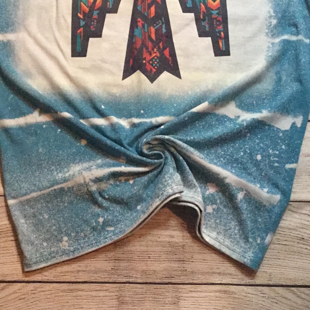 Bleached Blue Aztec Unisex Freebird Shirt - Picture 3 of 7